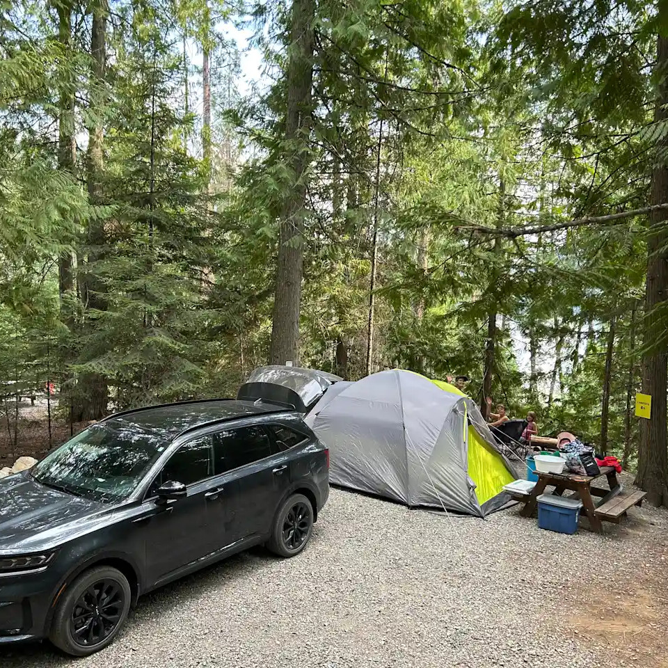 Looking down on a campsite