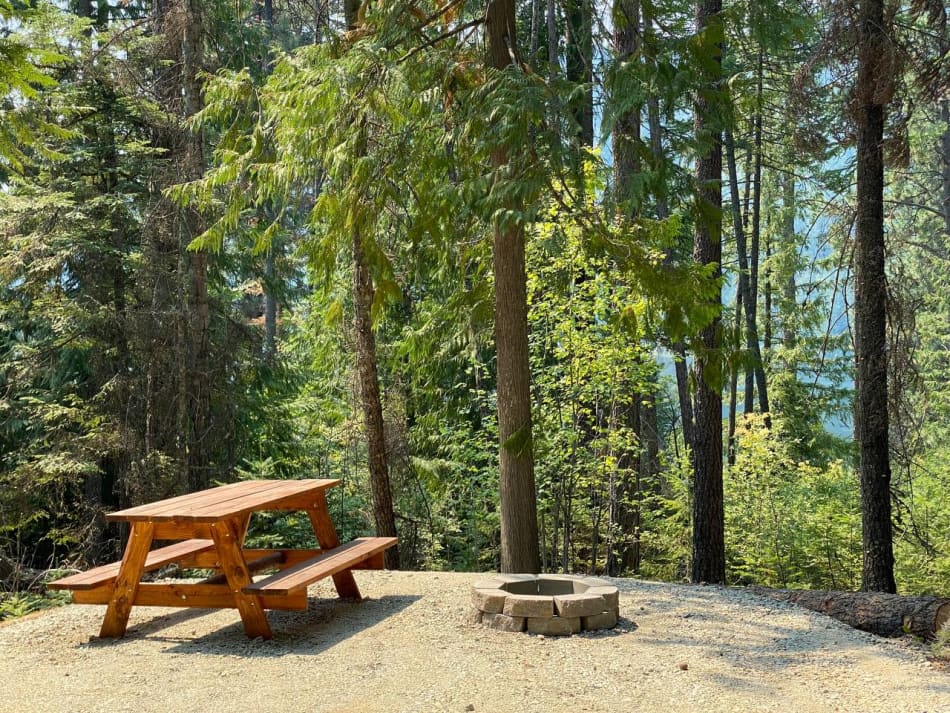 Picnic table and fire ring